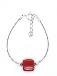 Bracelet 1Perle Carré rouge